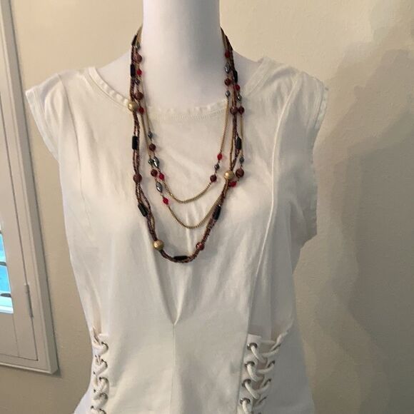 William Rast size medium white sleeveless lace up detail top one tiny spot EUC - Picture 9 of 13